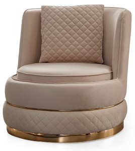 Casa Padrino luxury swivel armchair cream / gold 80 x 85 x H. 81 cm - Living room armchair with fine velvet - Living room furniture - Luxury furniture - Living room interior - Luxury furnishings