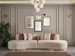 Luxus Designer Wohnzimmer Samt Sofa Creme Gold Luxury Designer Living Room Velvet Sofa Cream Gold