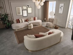 Luxus Designer Wohnzimmer Samt Sofa Creme Gold Luxury Designer Living Room Velvet Sofa Cream Gold