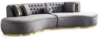 Luxus Designer Wohnzimmer Samt Sofa Grau Gold Luxury Designer Living Room Velvet Sofa Gray Gold
