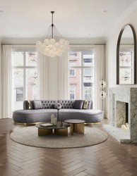 Casa Padrino canapé 4 places de luxe gris / or 330 x 120 x H. 76 cm - Canapé de salon avec tissu en velours fin - Meuble de salon - Meuble de luxe - Ameublement de salon - Ameublement de luxe