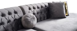 Casa Padrino canapé 4 places de luxe gris / or 330 x 120 x H. 76 cm - Canapé de salon avec tissu en velours fin - Meuble de salon - Meuble de luxe - Ameublement de salon - Ameublement de luxe