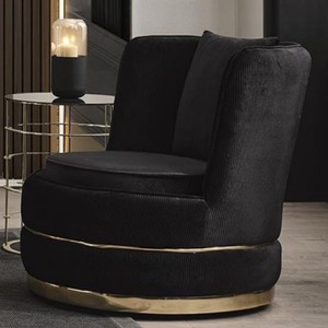 Casa Padrino luxury swivel armchair black / gold 80 x 85 x H. 81 cm - Living room armchair with fine velvet - Living room furniture - Luxury furniture - Living room interior - Luxury furnishings