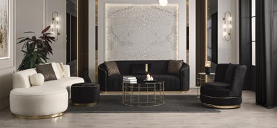Casa Padrino Luxus Drehsessel Schwarz / Gold 80 x 85 x H. 81 cm - Wohnzimmer Sessel mit edlem Samtstoff - Wohnzimmer Möbel - Luxus Möbel - Wohnzimmer Einrichtung - Luxus Einrichtung