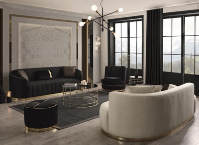 Casa Padrino Luxus Drehsessel Schwarz / Gold 80 x 85 x H. 81 cm - Wohnzimmer Sessel mit edlem Samtstoff - Wohnzimmer Möbel - Luxus Möbel - Wohnzimmer Einrichtung - Luxus Einrichtung
