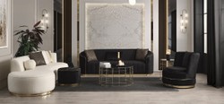 Casa Padrino sillón giratorio de lujo negro / oro 80 x 85 x A. 81 cm - Sillón de salón con terciopelo fino - Muebles de salón - Muebles de lujo - Interiores de salón - Interiores de lujo