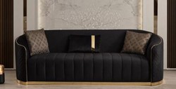 Luxus Designer Wohnzimmer Samt Sofa Schwarz Gold Luxury Designer Living Room Velvet Sofa Black Gold