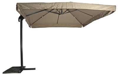 Casa Padrino parasol porte à faux de luxe avec support anthracite / gris marron 300 x 300 cm - Parasol de jardin - Parasol de patio - Parasol de balcon - Accessoires de balcon terrasse jardin