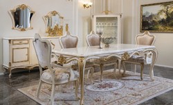 Casa Padrino ensemble de chaises de salle à manger baroque de luxe rose / blanc / or - Ensemble de 6 chaises de cuisine faites main - Meubles de salle à manger de style baroque - Meubles baroques