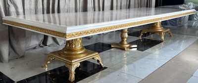 Casa Padrino table de salle à manger baroque de luxe crème / blanc / or - Immense table de salle à manger - Meuble de salle à manger de style baroque - Meuble baroque - Ameublement baroque