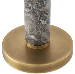Casa Padrino luxury table lamp gray / antique brass / white Ø 21 x H. 41 cm - Desk lamp with high quality marble and glass lampshade - Luxury lighting - Luxury furniture - Luxury interior