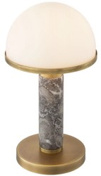Casa Padrino luxury table lamp gray / antique brass / white Ø 21 x H. 41 cm - Desk lamp with high quality marble and glass lampshade - Luxury lighting - Luxury furniture - Luxury interior