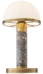 Casa Padrino luxury table lamp gray / antique brass / white Ø 21 x H. 41 cm - Desk lamp with high quality marble and glass lampshade - Luxury lighting - Luxury furniture - Luxury interior