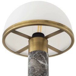 Casa Padrino luxury table lamp gray / antique brass / white Ø 21 x H. 41 cm - Desk lamp with high quality marble and glass lampshade - Luxury lighting - Luxury furniture - Luxury interior