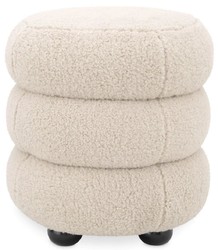 Casa Padrino taburete de lujo crema / negro Ø 43 x A. 49,5 cm - Taburete de salón redondo - Taburete redondo tapizado - Muebles de salón - Muebles de lujo - Interiores de lujo - Muebles de lujo