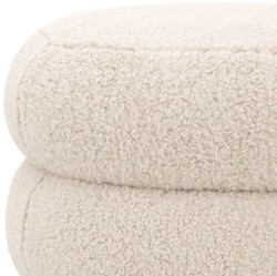 Casa Padrino taburete de lujo crema / negro Ø 43 x A. 49,5 cm - Taburete de salón redondo - Taburete redondo tapizado - Muebles de salón - Muebles de lujo - Interiores de lujo - Muebles de lujo