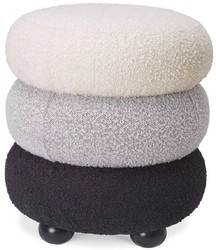 Casa Padrino sgabello di lusso crema / grigio / nero Ø 43 x A. 49,5 cm - Sgabello rotondo da soggiorno - Sgabello rotondo - Mobili soggiorno - Mobili di lusso - Arredi di lusso - Di lusso mobili