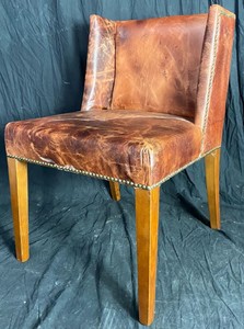 Casa Padrino Luxus Leder Esszimmer Stuhl Set Vintage Braun / Hellbraun 56 x 52 x H. 81 cm - Echtleder Küchen Stühle 6er Set - Esszimmer Möbel - Leder Möbel - Luxus Möbel - Luxus Einrichtung