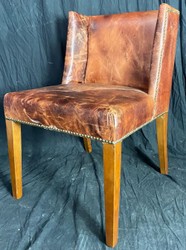 Casa Padrino conjunto de sillas de comedor de cuero de lujo marrón vintage / marrón claro 56 x 52 x A. 81 cm - Conjunto de 6 sillas de cocina de cuero genuino - Muebles de comedor de cuero de lujo