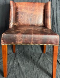 Casa Padrino luxury leather dining room chair set vintage dark brown / brown 56 x 52 x H. 81 cm - Genuine leather kitchen chairs set of 6 - Luxury dining room furniture - Luxury furnishings
