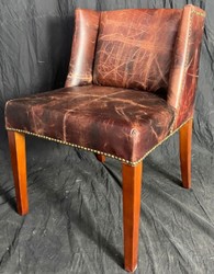 Casa Padrino luxury leather dining room chair set vintage dark brown / brown 56 x 52 x H. 81 cm - Genuine leather kitchen chairs set of 6 - Luxury dining room furniture - Luxury furnishings
