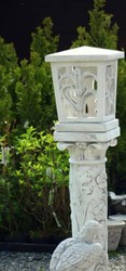 Barock Garten Terrassen Stein Laterne mit Säule Weiß Baroque Garden Terrace Stone Lantern with Pillar White