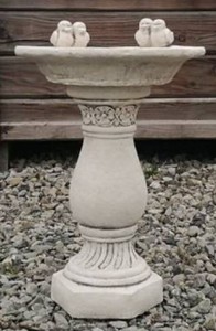 Casa Padrino Bain d'Oiseaux Art Nouveau Gris Ø 35 x H. 51 cm - Décoration de Jardin Rond Bain d'Oiseaux en Pierre - Décoration Jardin & Terrasse Art Nouveau - Mobilier de Jardin Art Nouveau