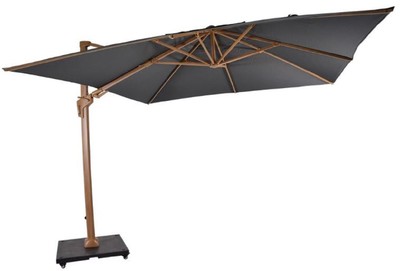 Casa Padrino parasol porte à faux de luxe avec support marron / gris 300 x 300 cm - Parasol de jardin aspect bois - Parasol de patio - Parasol de balcon - Accessoires de balcon terrasse jardin