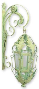 Casa Padrino Lanterne Murale d'Extérieur Baroque Vert 29 x 47 x H. 93 cm - Magnifique Lanterne d'Extérieur en Métal - Lanterne Murale de Jardin - Eclairage d'Extérieur de Style Baroque