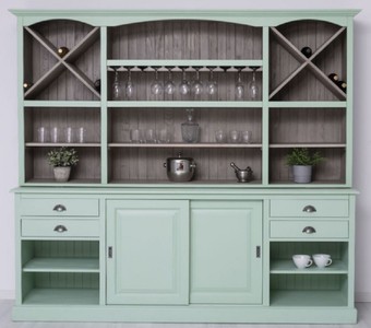 Landhausstil Massivholz Weinschrank Barschrank Mintgrün Grau Country Style Solid Wood Wine Cabinet Bar Cabinet Mint Green Gray