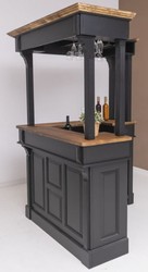 Casa Padrino comptoir de bar de style campagnard noir / marron foncé 148 x 148 x H. 210 cm - Meuble de bar en bois massif - Meuble de bar de style campagnard - Ameublement de style campagnard