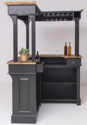 Casa Padrino comptoir de bar de style campagnard noir / marron foncé 148 x 148 x H. 210 cm - Meuble de bar en bois massif - Meuble de bar de style campagnard - Ameublement de style campagnard