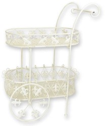 Casa Padrino carrello da tè Art Nouveau bianco 81 x 51 x A. 102 cm - Elegante carrello da giardino in metallo - Accessori da giardino Barocco e Art Nouveau - Mobili da giardino Art Nouveau