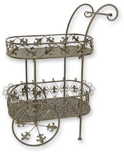 Casa Padrino chariot à thé Art Nouveau marron 81 x 51 x H. 102 cm - Elégant chariot de jardin en métal - Accessoires de jardin Baroque & Art Nouveau - Mobilier de jardin Art Nouveau