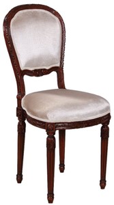 Luxus Barock Esszimmerstuhl Silber Dunkelbraun Luxury Baroque Dining Chair Silver Dark Brown