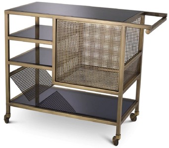 Casa Padrino carrello da portata di lusso ottone vintage / grigio 85 x 40 x A. 71 cm - Carrello gastronomia ristorante hotel - Accessori gastronomia ristorante hotel lusso - Mobili di lusso