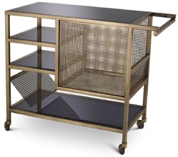 Casa Padrino chariot de service laiton vintage / gris 85 x 40 x H. 71 cm - Chariot de restauration hôtel restaurant - Accessoires gastronomie hôtel restaurant - Meuble de luxe