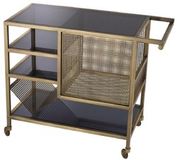 Casa Padrino chariot de service laiton vintage / gris 85 x 40 x H. 71 cm - Chariot de restauration hôtel restaurant - Accessoires gastronomie hôtel restaurant - Meuble de luxe