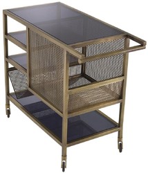 Casa Padrino chariot de service laiton vintage / gris 85 x 40 x H. 71 cm - Chariot de restauration hôtel restaurant - Accessoires gastronomie hôtel restaurant - Meuble de luxe
