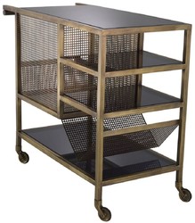 Casa Padrino chariot de service laiton vintage / gris 85 x 40 x H. 71 cm - Chariot de restauration hôtel restaurant - Accessoires gastronomie hôtel restaurant - Meuble de luxe