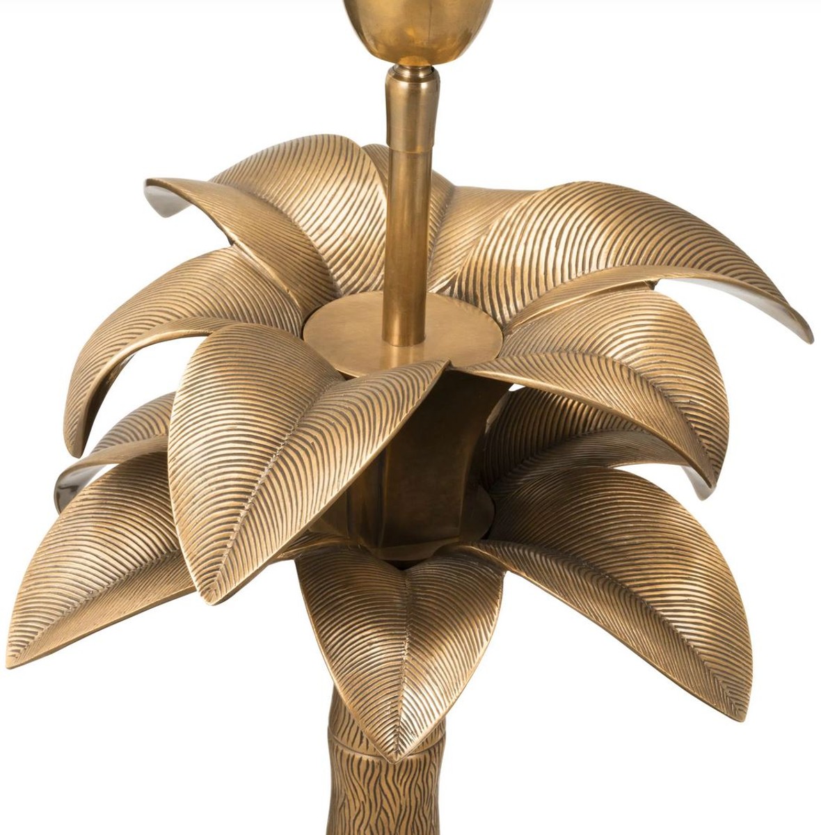 Casa Padrino lampe de table de luxe palmier laiton vintage / vert Ø 45 x H. 76 cm - Lampe de bureau au design palmier - Lampes de table de luxe - Meuble de luxe - Qualité de luxe