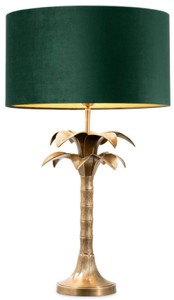 Casa Padrino luxury table lamp palm tree vintage brass / green Ø 45 x H. 76 cm - Desk lamp in palm tree design - Luxury table lamps - Luxury furniture - Luxury quality