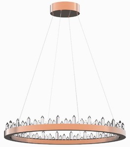 Casa Padrino lustre LED de luxe cuivre Ø 85 cm - Lustre rond en acier inoxydable dimmable avec verre cristal - Lustre de salon - Lustre de chambre - Meuble de luxe
