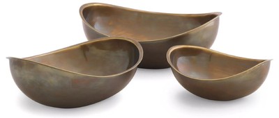 Casa Padrino Luxury Bowl Set of 3 Vintage Brass - Serving Bowls - Fruit Bowls - Luxury Decorative Accessories - Hotel & Restaurant Accessories - Luxury Quality