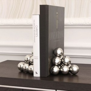 Casa Padrino Luxus Edelstahl Buchstützen Set Silber 14 x 14 x H. 14 cm - Schreibtisch Deko - Wohnzimmer Deko - Deko Accessoires - Luxus Accessoires
