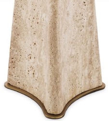 Casa Padrino lámpara de mesa de lujo beige / latón antiguo Ø 48 x A. 106,5 cm - Lámpara de escritorio travertino pantalla redonda - Lámparas de lujo - Colección de lujo