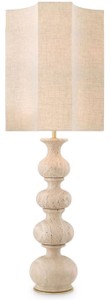 Casa Padrino luxury table lamp beige / antique brass 40.5 x 40.5 x H. 116.5 cm - Travertine desk lamp with lampshade - Luxury table lamps - Luxury quality