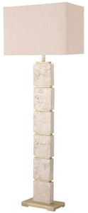 Casa Padrino Luxus Stehleuchte Beige / Antik Messing 55 x 30 x H. 145,5 cm - Travertin Stehleuchte mit rechteckigem Lampenschirm - Luxus Stehleuchten - Luxus Qualität