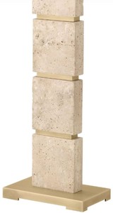 Casa Padrino Luxus Stehleuchte Beige / Antik Messing 55 x 30 x H. 145,5 cm - Travertin Stehleuchte mit rechteckigem Lampenschirm - Luxus Stehleuchten - Luxus Qualität