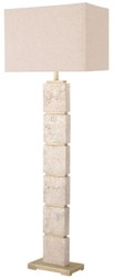 Casa Padrino lámpara de pie de lujo beige / latón antiguo 55 x 30 x A. 145,5 cm - Lámpara de pie de travertino con pantalla rectangular - Lámparas de pie de lujo - Calidad de lujo